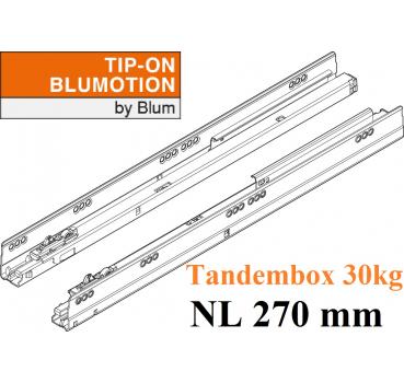 TANDEMBOX TIP-ON Blumotion Korpusschiene Vollauszug, 30 kg, NL= 270mm, li/re