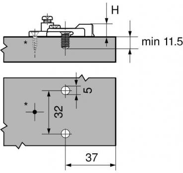 MODUL Montageplatte, kreuz, 0 mm, Zink, Systemschrauben, HV: 2-teilig