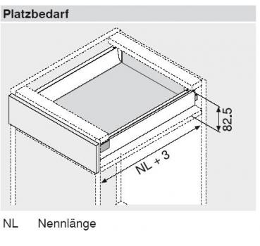 TANDEMBOX antaro Zarge N=68mm, NL=400mm, RAL 9006 weißaluminium, 378N4002SA