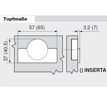 CLIP top Standardscharnier 107°, hochgekröpft, ohne Feder, Topf: INSERTA