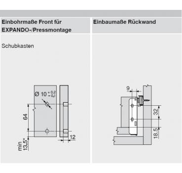 blum METABOX Stahlzarge M = 86 mm, Teilauszug, 25 kg, NL=400 mm, Schraubversion