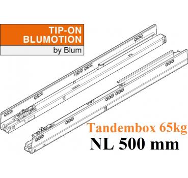 TANDEMBOX TIP-ON Blumotion Korpusschiene Vollauszug, 65 kg, NL= 500mm, li/re