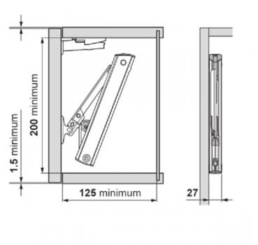 AVENTOS HK-XS Hochklappe, Kraftspeicher, LF=500-1500 (Kraftspeicher einseitig)