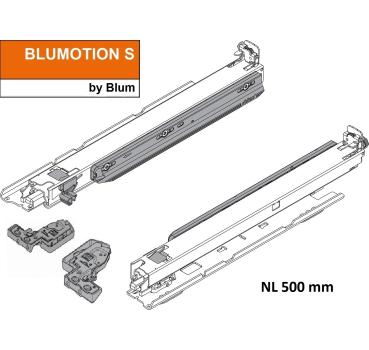 MOVENTO mit BLUMOTION, Vollauszug für Holzschubkasten Bodenmontage, Vollauszug, 40 kg, NL=500 mm, mit Kupplungen, li/re