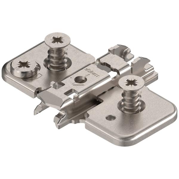 CLIP Montageplatte, 0 mm, Stahl, vormontierte Systemschrauben, HV:Excenter