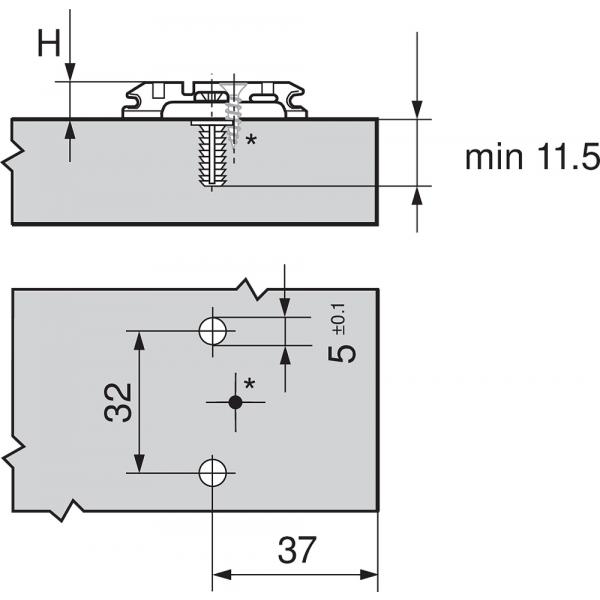 CLIP Montageplatte, 0 mm, Stahl, EXPANDO, HV: Exzenter, Onyxschwarz