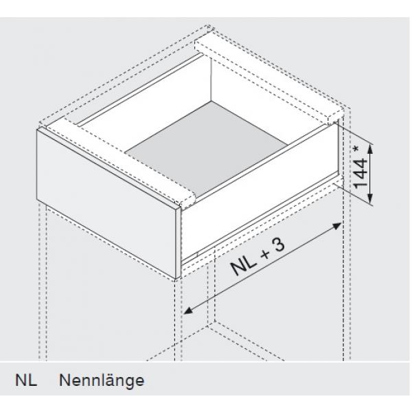 blum LEGRABOX pure Zarge K=128,3mm, NL=500 mm, Inox