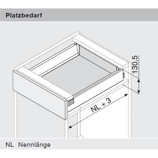 TANDEMBOX antaro Zarge K=115mm, NL=450mm, RAL 9006 weißaluminium 378K4502SA