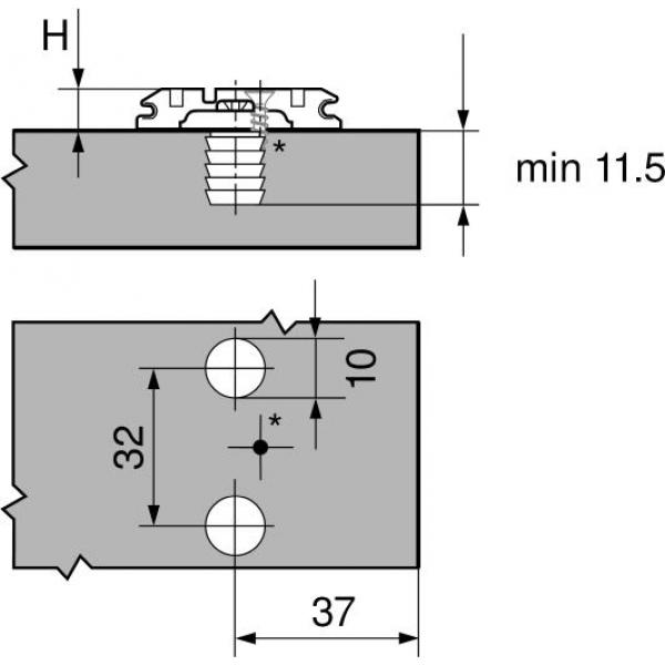 CLIP Montageplatte, 0 mm, Stahl, Einpressen, HV: Langloch