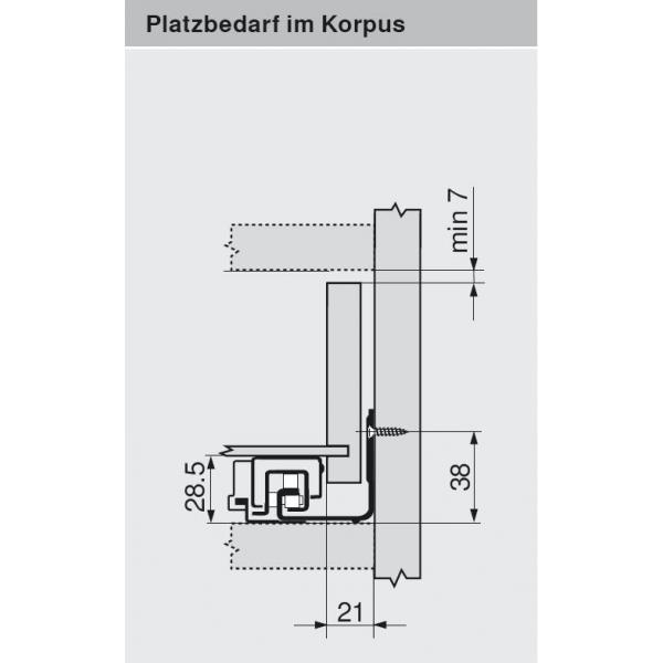 MOVENTO mit TIP-ON, Vollauszug für Holzschubkasten, 60 kg, NL= 520mm, mit Kupplungen