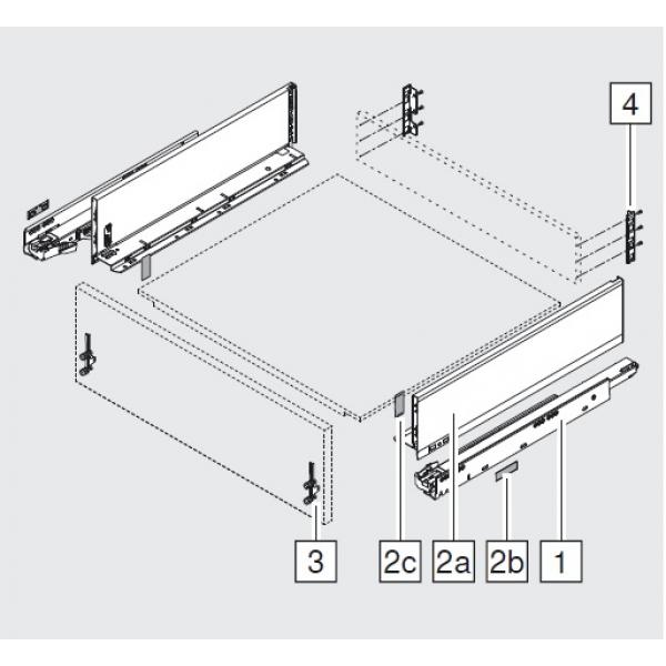 blum LEGRABOX pure Zarge K=128,3mm, NL=400 mm, polarsilber matt