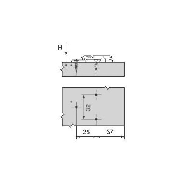 CLIP Montageplatte, 0 mm, Zink, Spax-Schrauben, HV: 2-teilig