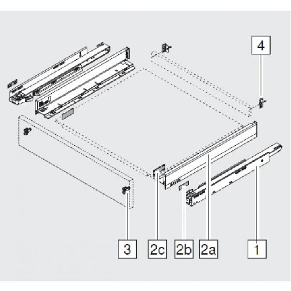 blum LEGRABOX pure Zarge M=90,3mm, NL=450 mm, polarsilber matt