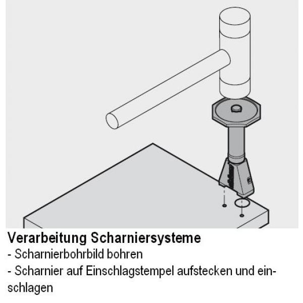 Einschlagstempel Scharniere, CLIP top BLUMOTION-, CLIP top-, MODUL-Scharniere