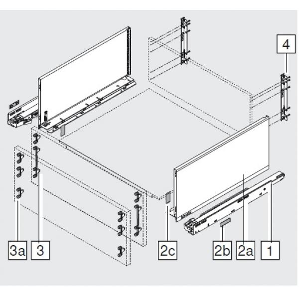 blum LEGRABOX pure Zarge F=239,9mm, NL=400 mm, oriongrau matt 770F4002S