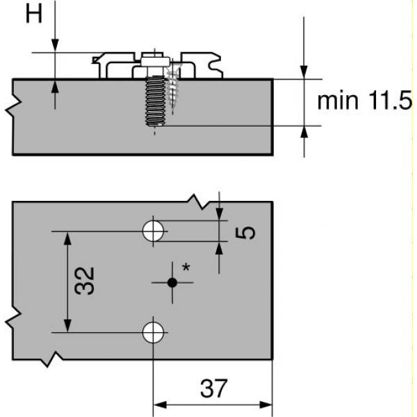 CLIP Montageplatte, 9 mm, Zink, vormontierte Systemschrauben, HV: Langloch