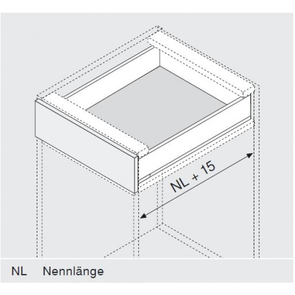 LEGRABOX Seitenstabilisierung, NL= 450-650 mm, KB=1400 mm, Vollauszug, zum Ablängen