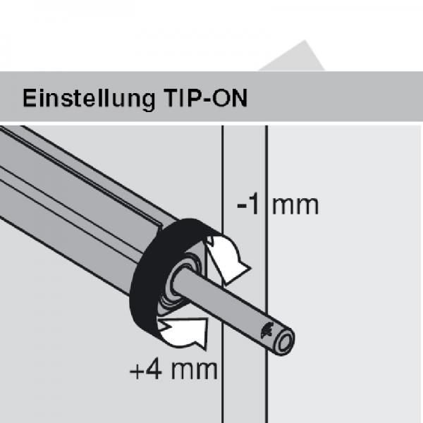 TIP-ON für Türen Langversion, ab Höhe 130cm, inkl. Haftplatten, Auslöseweg 1,5mm,  platingrau 