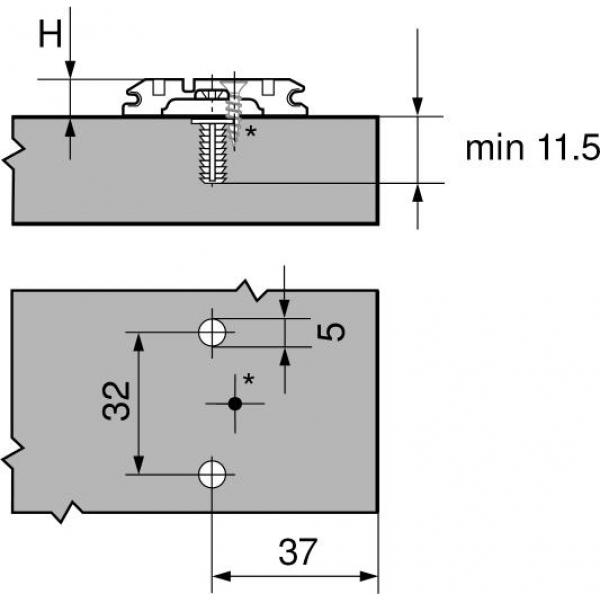 CLIP Montageplatte, 3 mm, Stahl, EXPANDO, HV: Langloch
