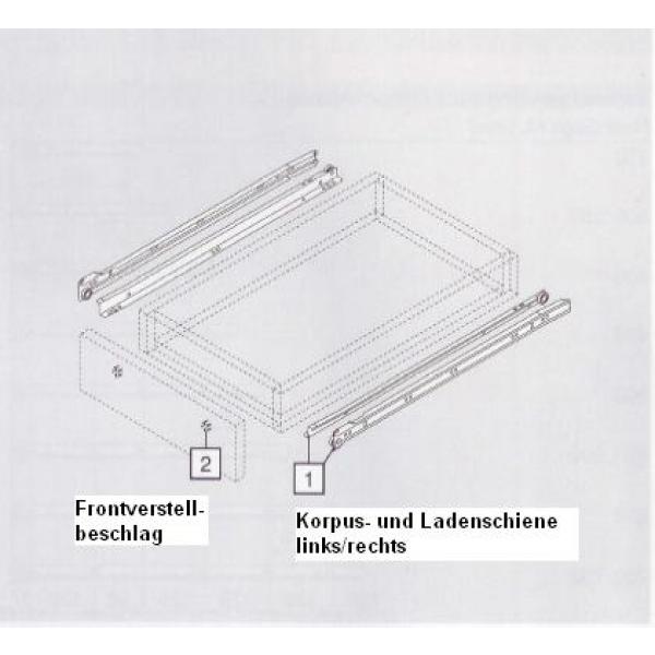 Rollschubführung Teilauszug, 25 kg, NL=250 mm