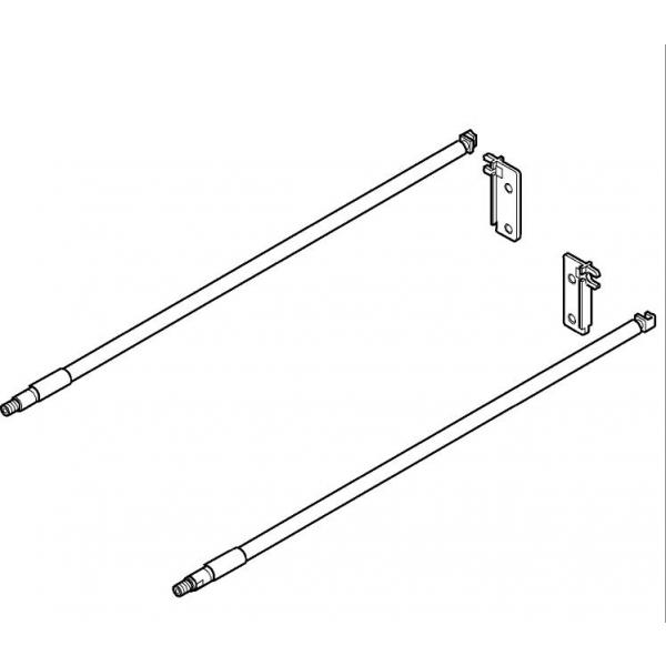 TANDEM/MOVENTO Set Längsreling mit Rückwandhalter li/re, verstellbar, NL= 400-650mm, eloxiert nickel