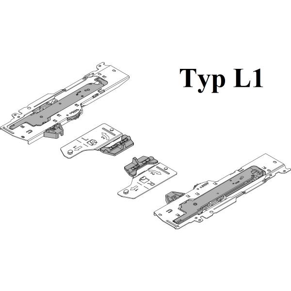 TIP-ON BLUMOTION Einheit für Tandembox, Typ L1, NL=350-650 mm, 0-20 kg, li/re