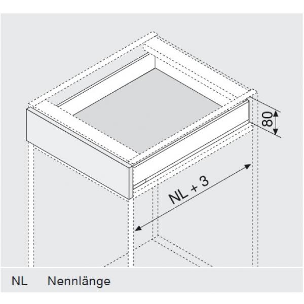 blum LEGRABOX pure  Zarge N=66,3mm,  NL=450 mm, seidenweiß matt