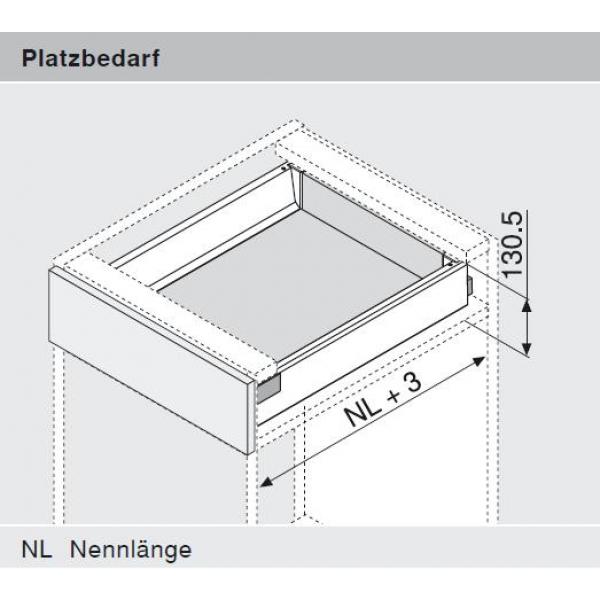 TANDEMBOX antaro Zarge K=115mm, NL=300mm, RAL 9006 weißaluminium 378K3002SA