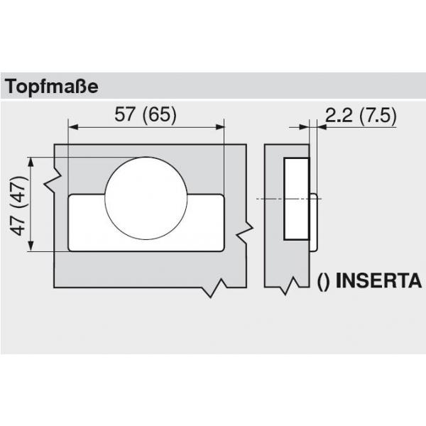 CLIP top Weitwinkelscharnier 170°, 9,5 mm gekröpft, mit Feder, Topf: INSERTA