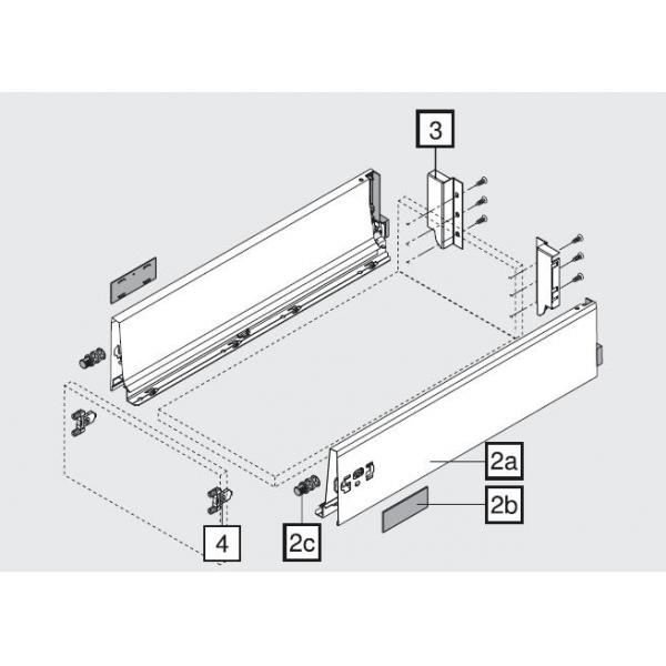 TANDEMBOX antaro Zarge K=115mm, NL=300mm, RAL 9006 weißaluminium 378K3002SA