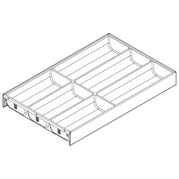 AMBIA-LINE Besteckeinsatz, für LEGRABOX / MERIVOBOX, Kunststoff / Stahl, 6 Besteckfächer, NL=500 mm, Breite=300 mm