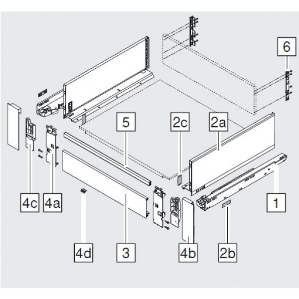 LEGRABOX Querreling, für Innenauszug, bis KB=1200 mm, zum Ablängen, seidenweiß/oriongrau/polarsilber/terraschwarz/elox.