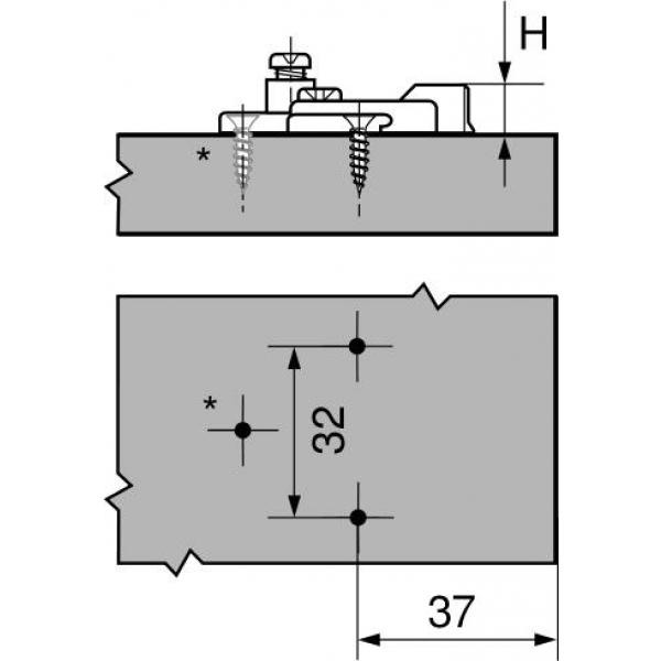 MODUL Montageplatte, kreuz, 9 mm, Zink, Spax-Schrauben, HV: 2-teilig