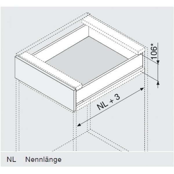 blum LEGRABOX pure Zarge M=90,3mm, NL=400 mm, seidenweiß matt