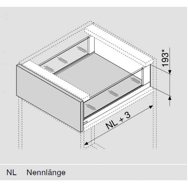 LEGRABOX free Set Glaseinschubelement - seitlich li/re, Höhe 138mm, NL=350-650mm, Klarglas