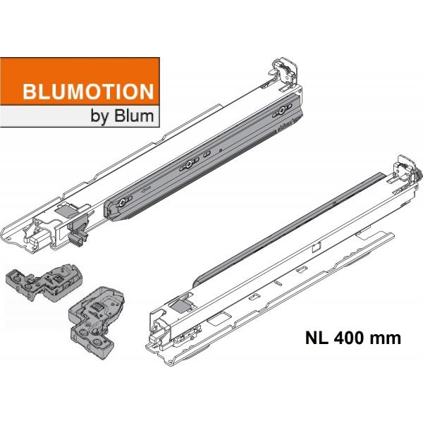 MOVENTO mit BLUMOTION, Vollauszug für Holzschubkasten Bodenmontage, Vollauszug, 40 kg, NL=400 mm, mit Kupplung, li/re