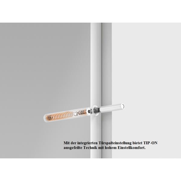 TIP-ON für Türen Kurzversion, bis Höhe 130cm, inkl. Haftplatten, Ausstoßweg 17mm,  platingrau 