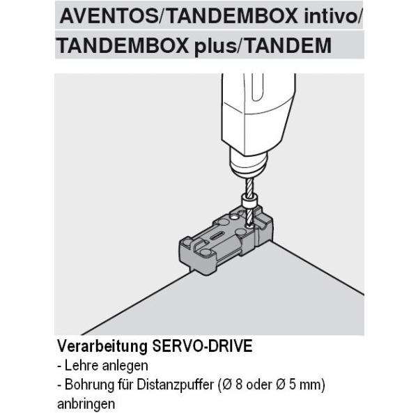 Bohrlehre für Distanzpuffer AVENTOS, TANDEMBOX, TANDEM; MIETKAUTION