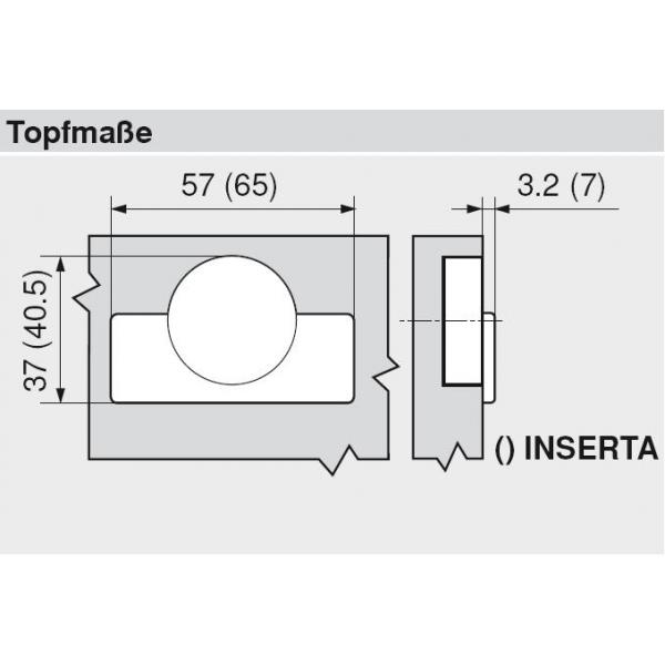 CLIP top Winkelscharnier +20° II, aufschlagend, ohne Feder, Topf: Schrauben