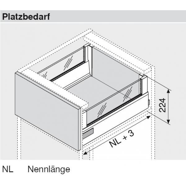 TANDEMBOX intivo Zarge L=101mm, NL=450mm, schwarz