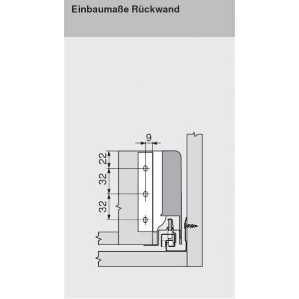 TANDEMBOX Holzrückwandhalter, Höhe K=128,5 mm, seidenweiß Z30K000S