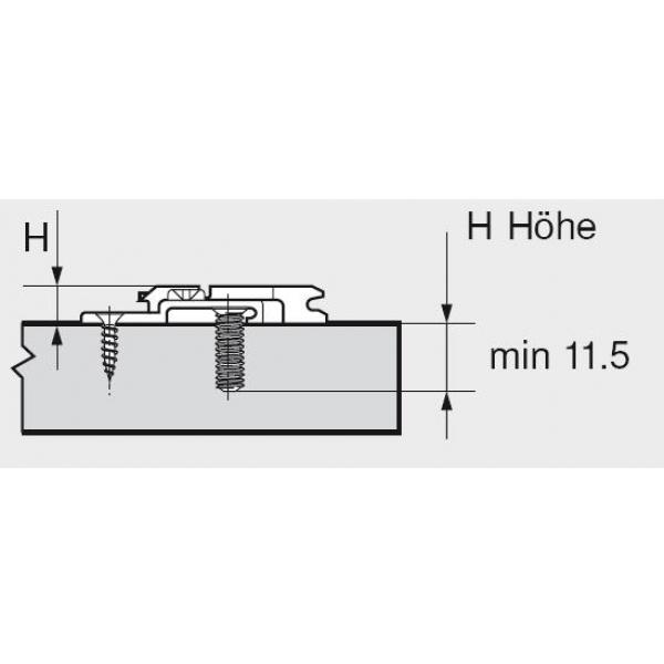 CLIP Montageplatte, 0 mm, (37/25), Zink, Systemschrauben, HV: 2-teilig