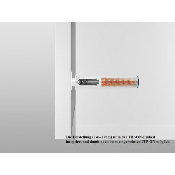 TIP-ON für Türen Langversion, ab Höhe 130cm, inkl. Haftplatten, Auslöseweg 1,5mm,  platingrau 