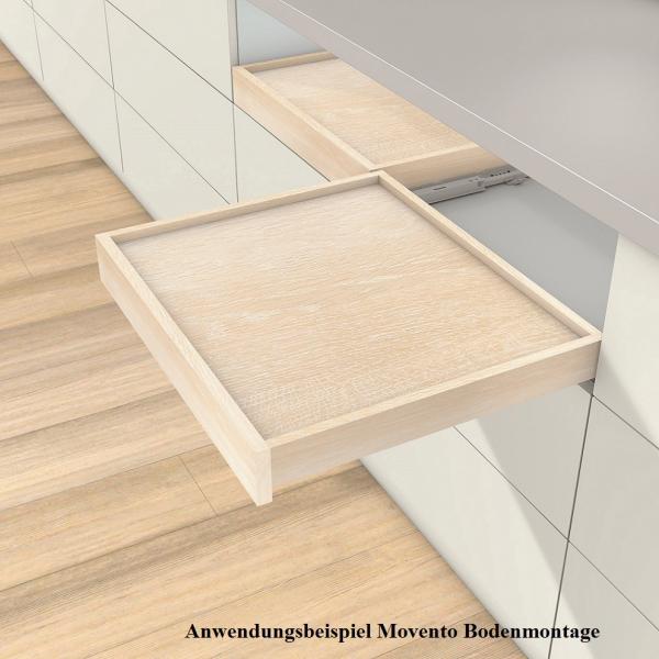 MOVENTO mit BLUMOTION, Vollauszug für Holzschubkasten Bodenmontage, Vollauszug, 40 kg, NL=350 mm, mit Kupplung, li/re