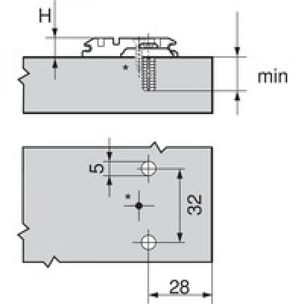 CLIP Montageplatte, (28/32mm) 0 mm, Stahl, EXPANDO, HV: Langloch 500 Stück