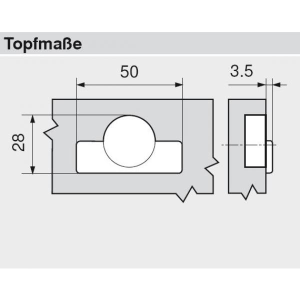 CLIP top Minischarnier 94°, gerade, mit Feder, Topf: Schrauben