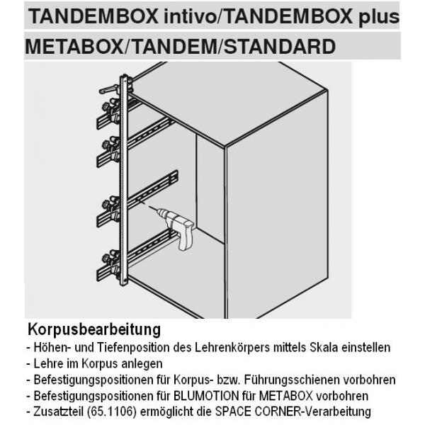 Universal-Stangenlehre AVENTOS, CLIP top BLUMOTION, MODUL, TANDEM, MOVENTO, TANDEMBOX, METABOX