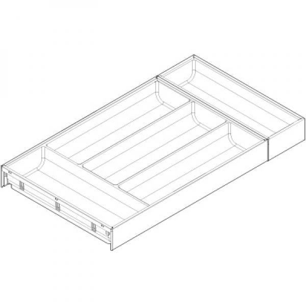 Besteckeinsatz für LEGRABOX Schubkasten, Kunststoff mit Softtouch Oberfläche, 5 Besteckfächer, NL=550 mm, Breite=300 mm