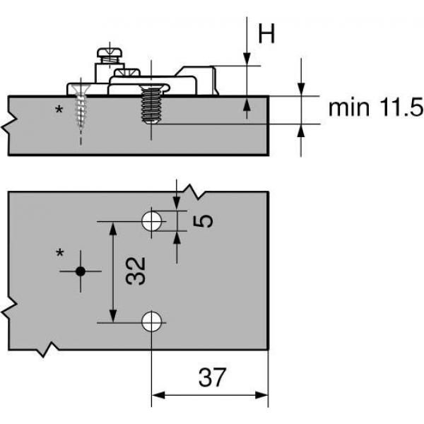 MODUL Montageplatte, kreuz, 0 mm, Zink, Systemschrauben, HV: 2-teilig