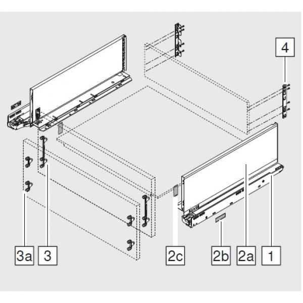 blum LEGRABOX pure Zarge C=176,8mm, NL=550 mm, seidenweiß matt